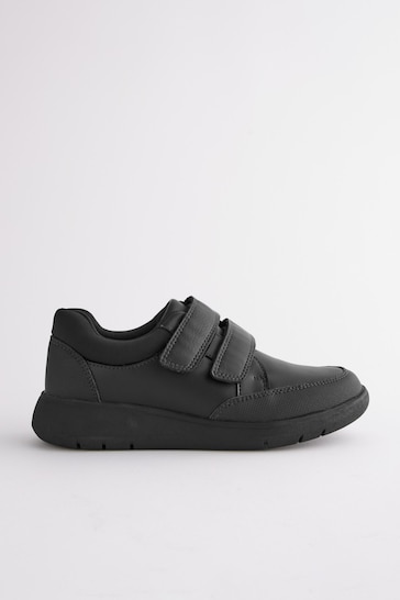 Black School Strap Touch Fasten Shoes