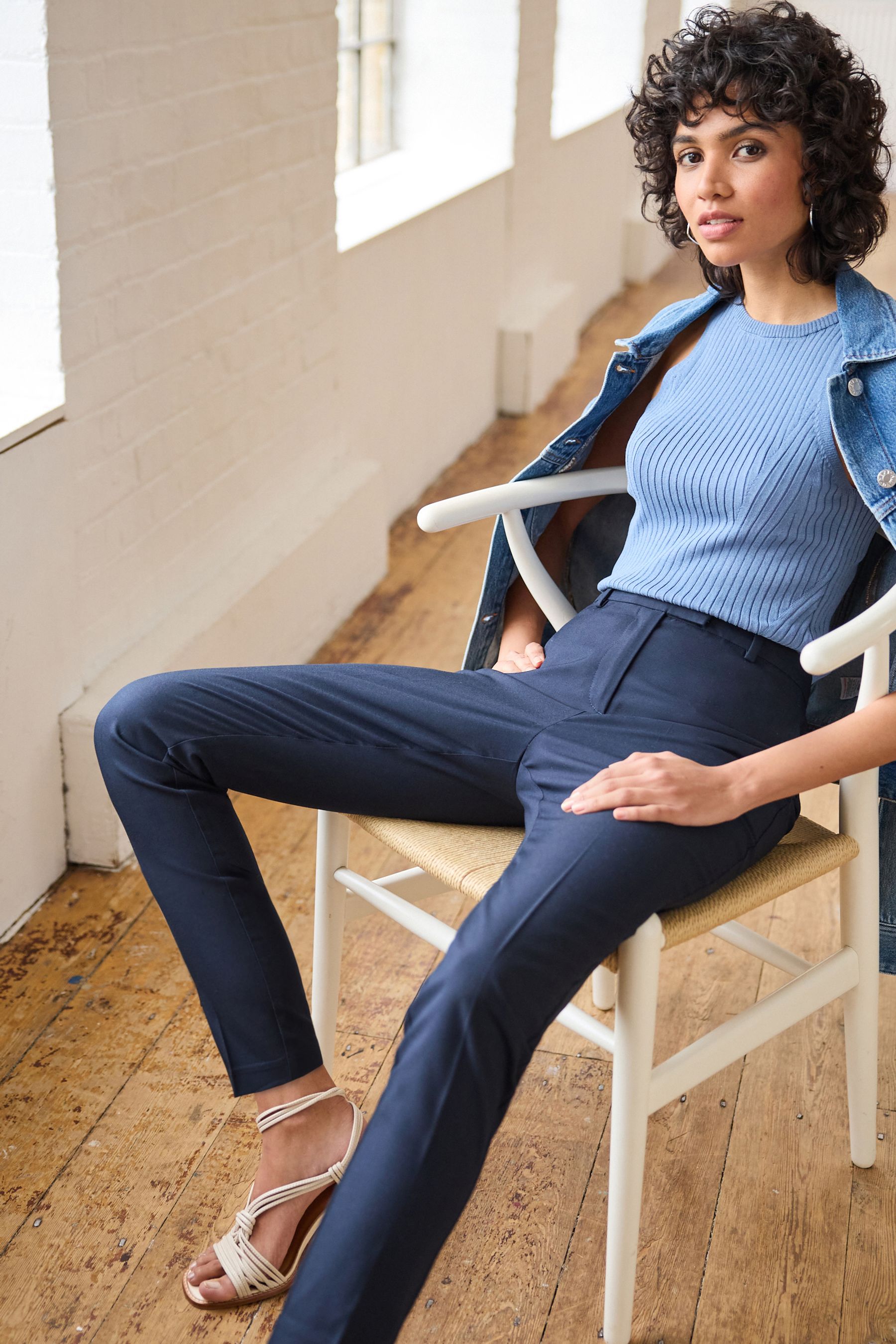Womens navy skinny trousers store