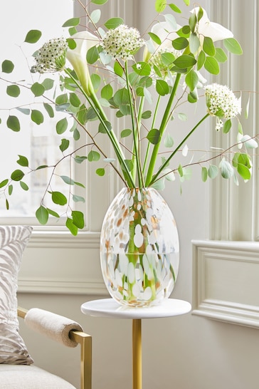 Buy White/Gold White and Gold Glass Confetti Flower Vase from the Next UK  online shop