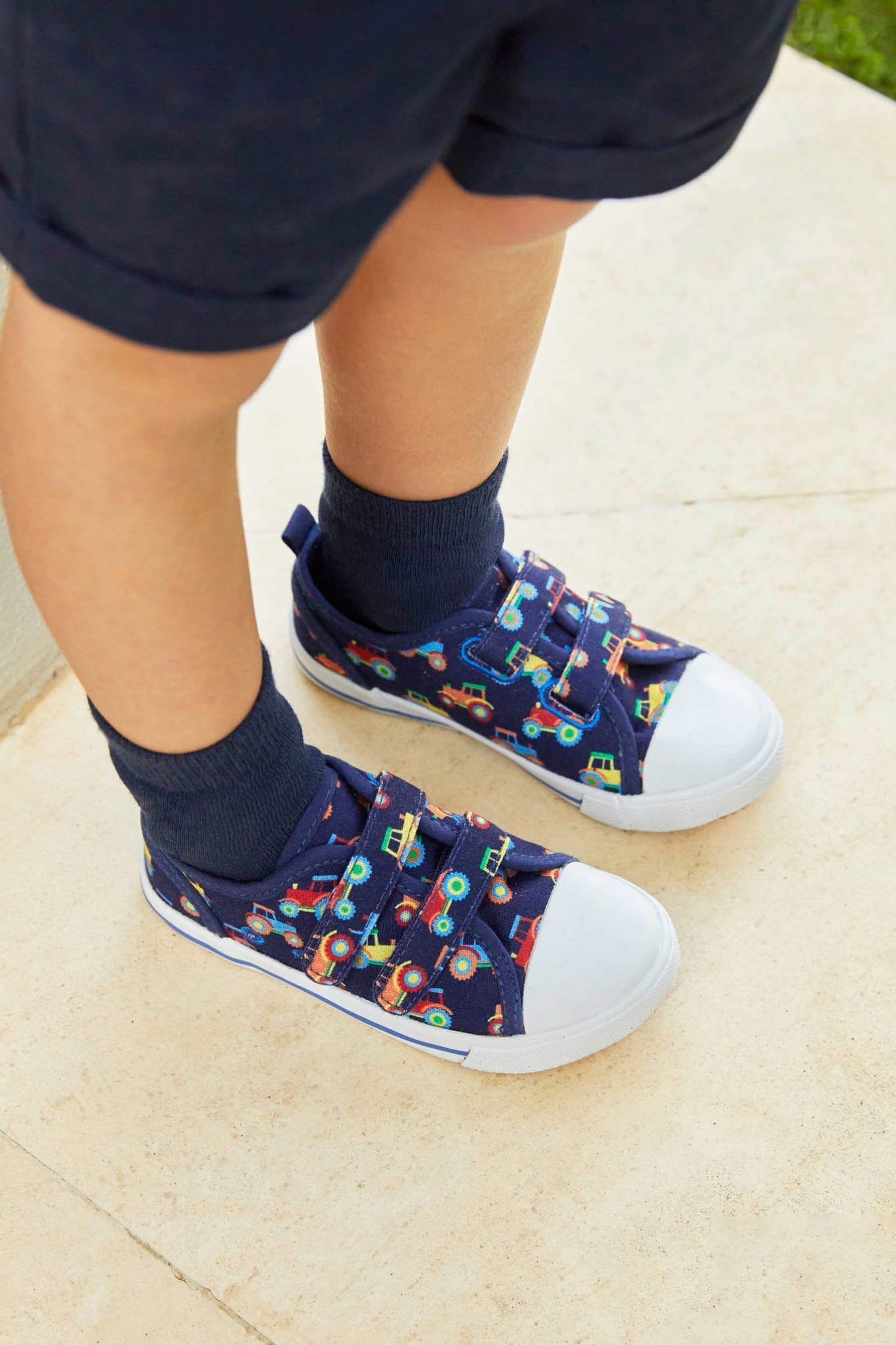 Buy JoJo Maman B b Navy Boys Kids Tractor Canvas Pumps from the