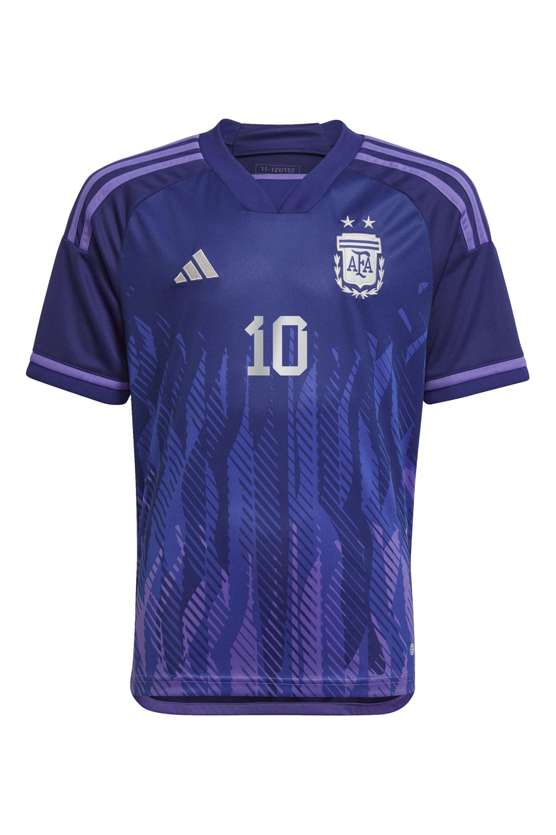 adidas Purple Messi 10 World Cup Argentina 22 Junior Away Jersey