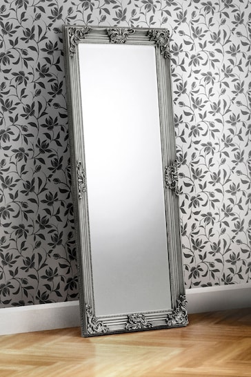 Julian Bowen Pewter Grey Rococo Lean-To Dress Mirror