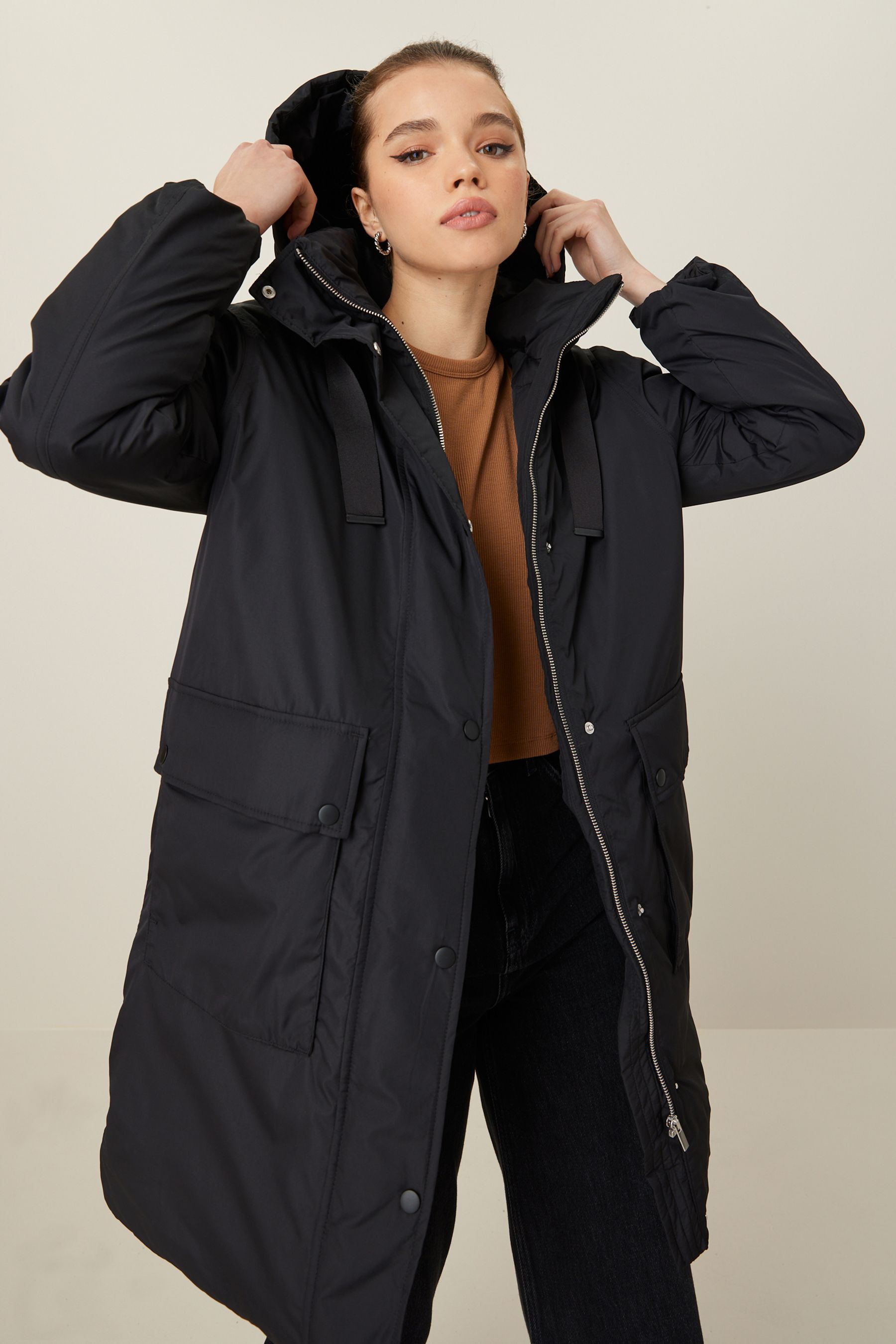 Black padded hot sale coat next