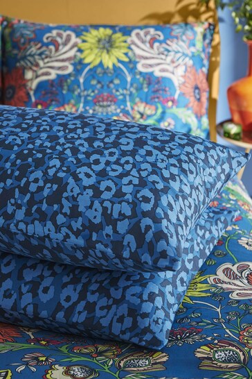 Matthew Williamson Set of 2 Blue Gardenia Cotton Oxford Pillowcases