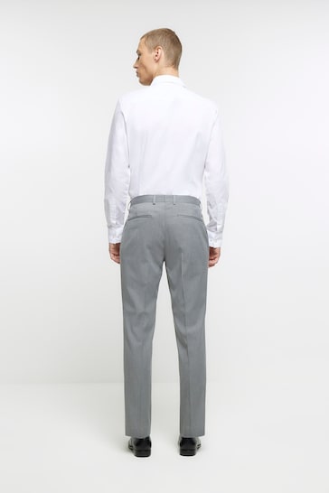 River Island Grey Skinny Twill Suit Trousers