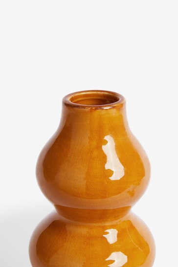 Yellow Wiggle Crackle Glaze Ceramic Small Vase