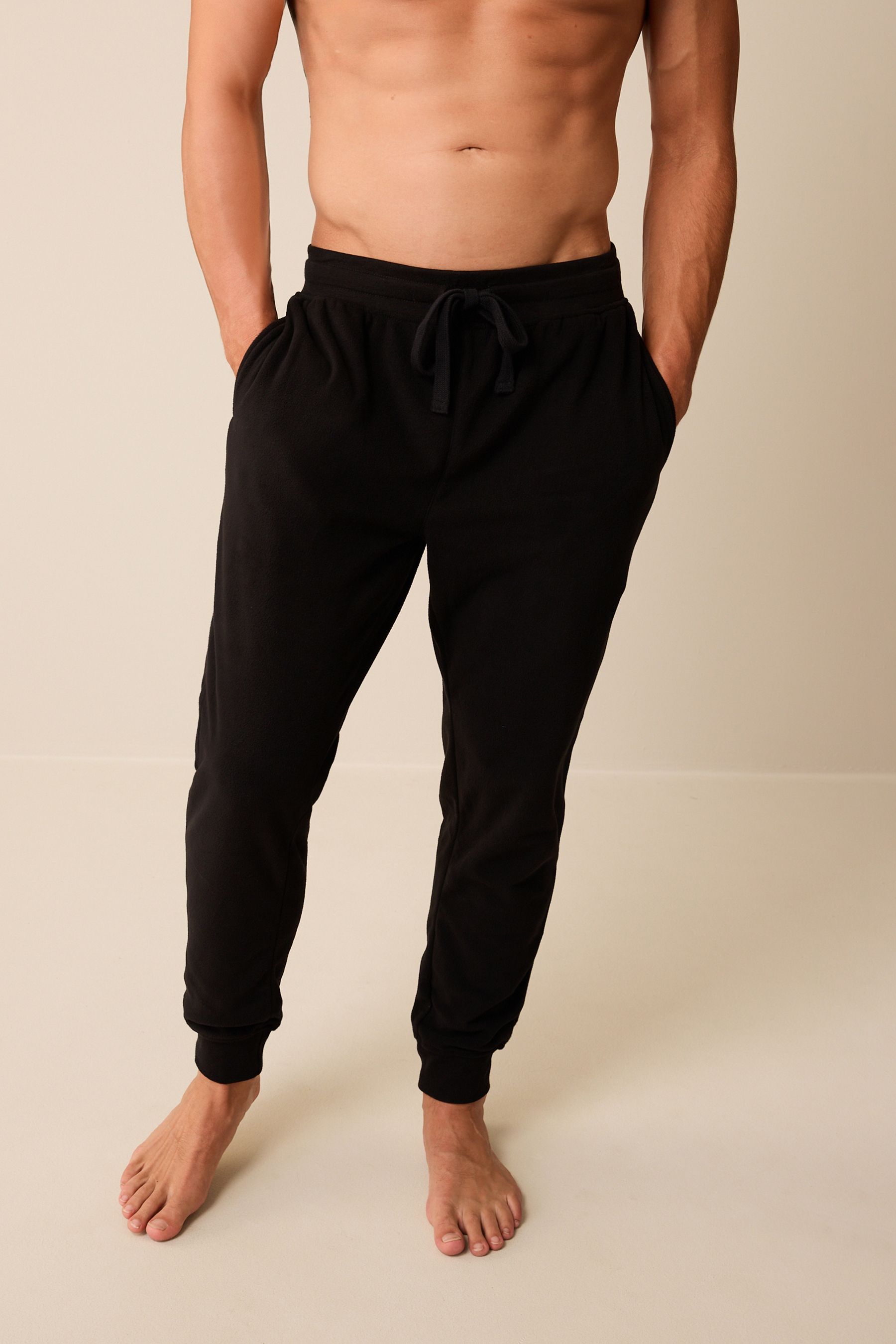 Men's fleece 2024 cuffed bottom pants
