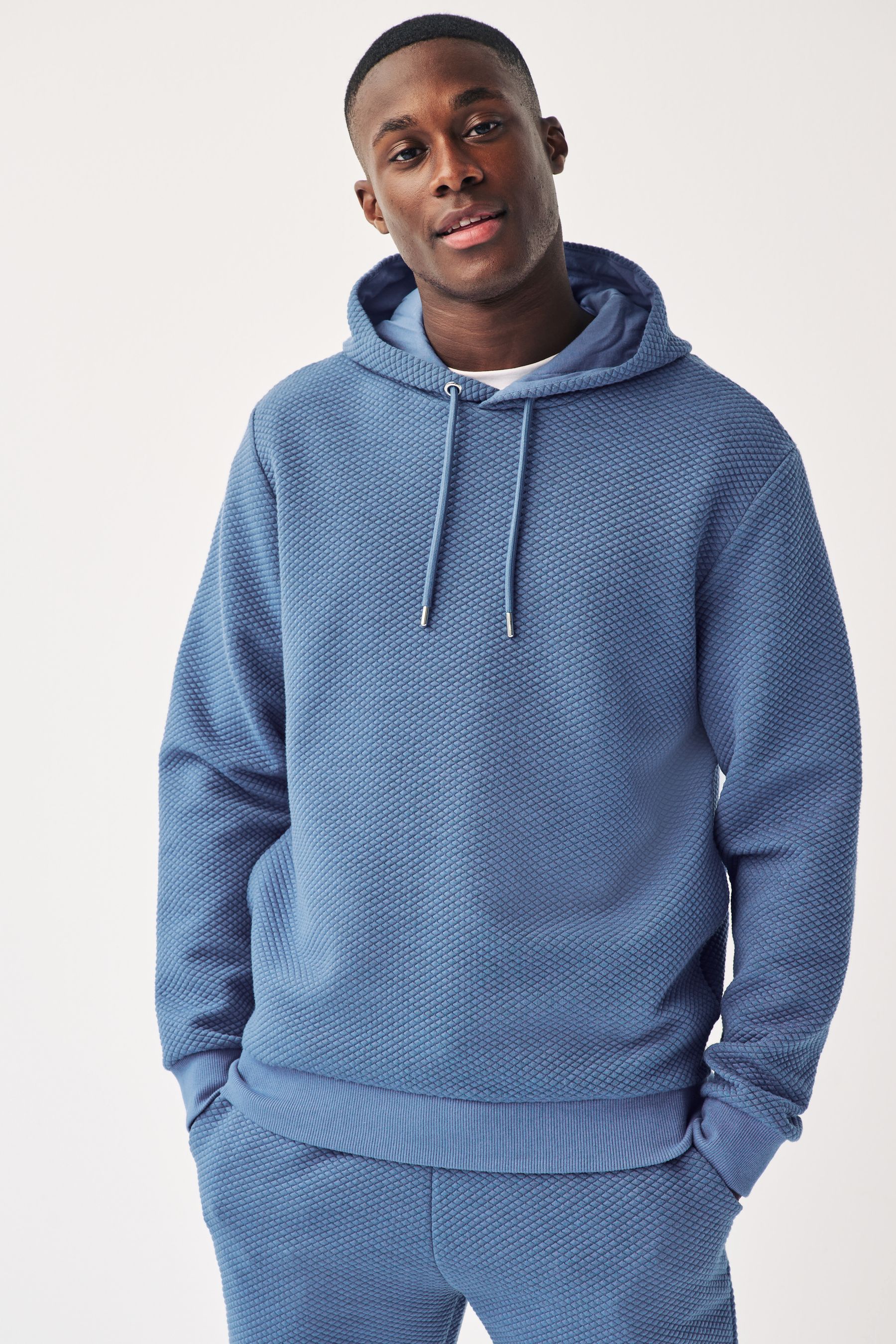 Buy Blue Hoodie Premium Textured Overhead Hoodie from the Next UK