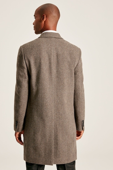 Joules Brown Wool Rich Herringbone Epsom Coat