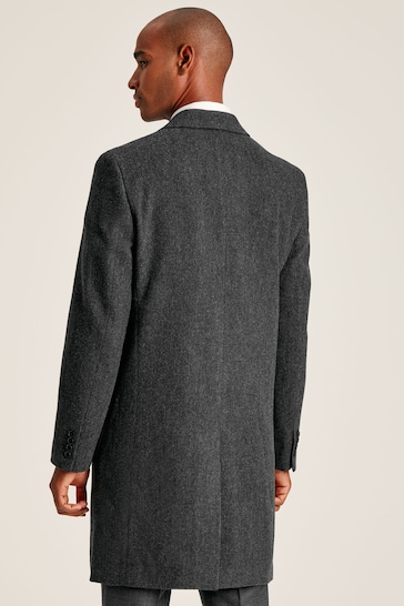 Joules Charcoal Grey Wool Rich Herringbone Epsom Coat