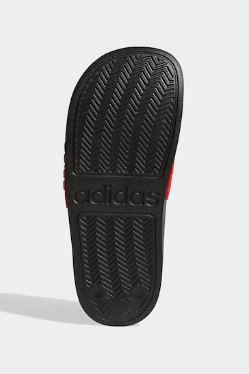 adidas Black/Red Kids Adilette Youth Sliders