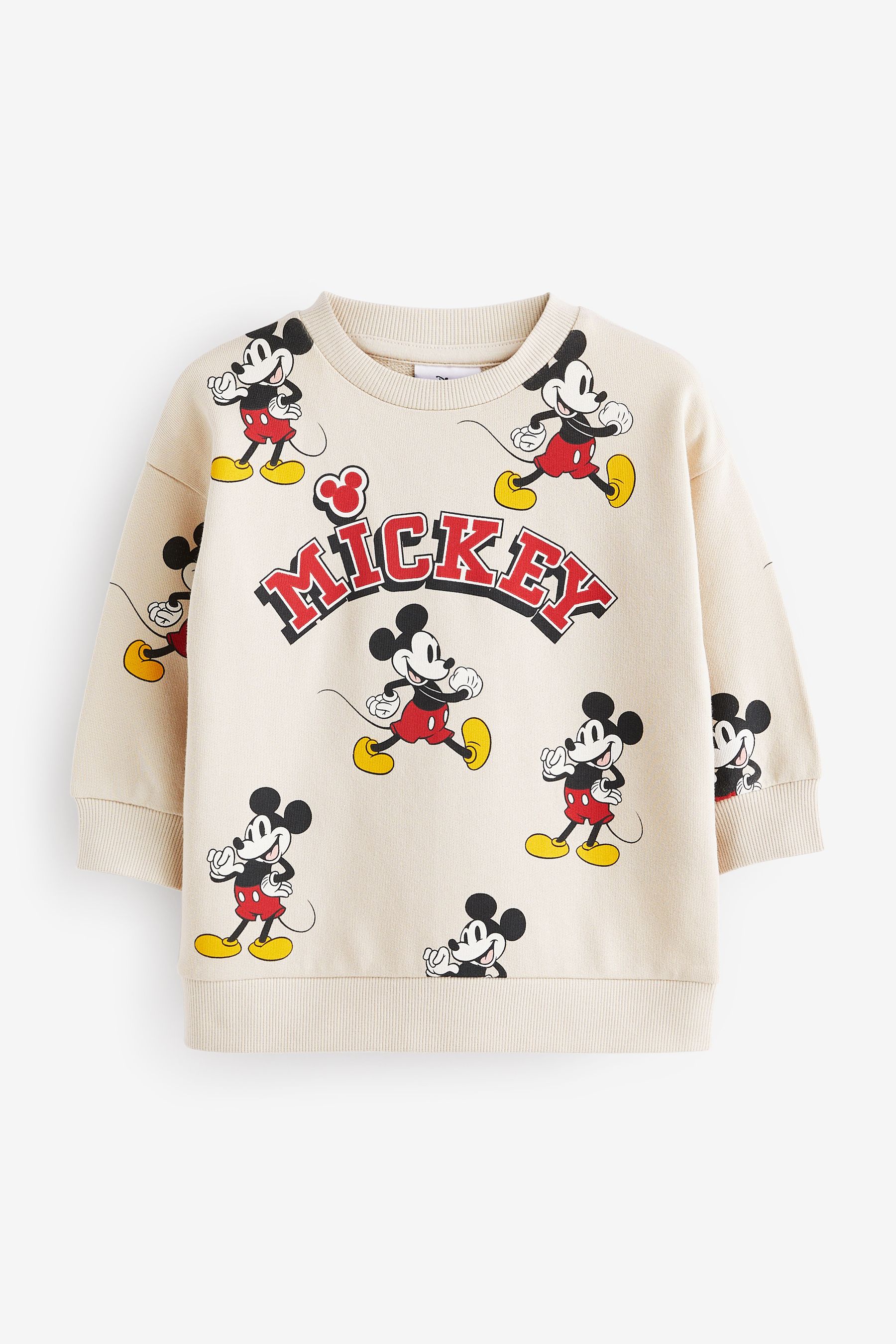 Neutral Cream All Over Print Disney Mickey Sweatshirt 3mths 8yrs