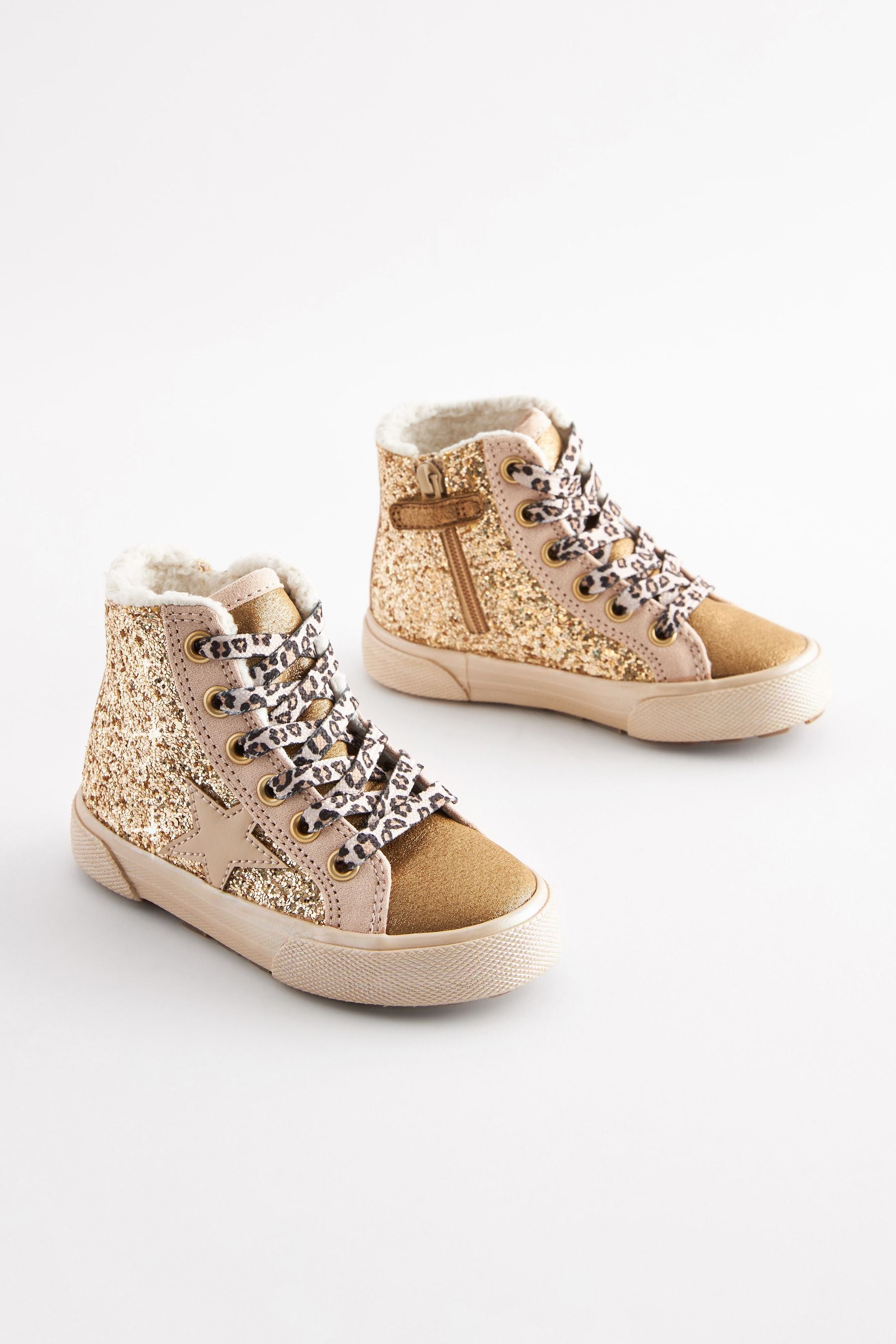 Gold sparkly trainers 2025