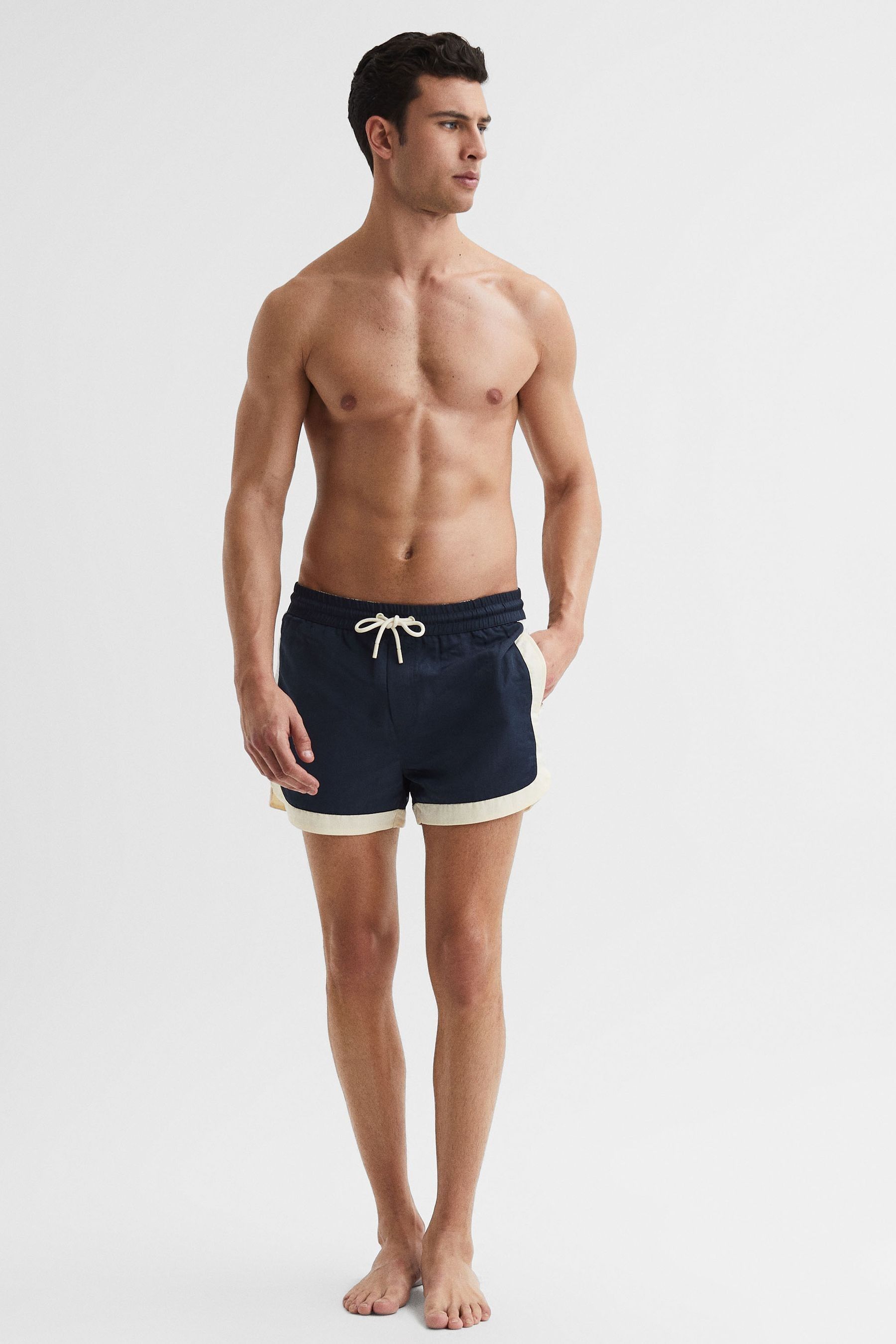 Buy Reiss Navy White Surf Drawstring Contrast Swim Shorts from the Next UK online shop