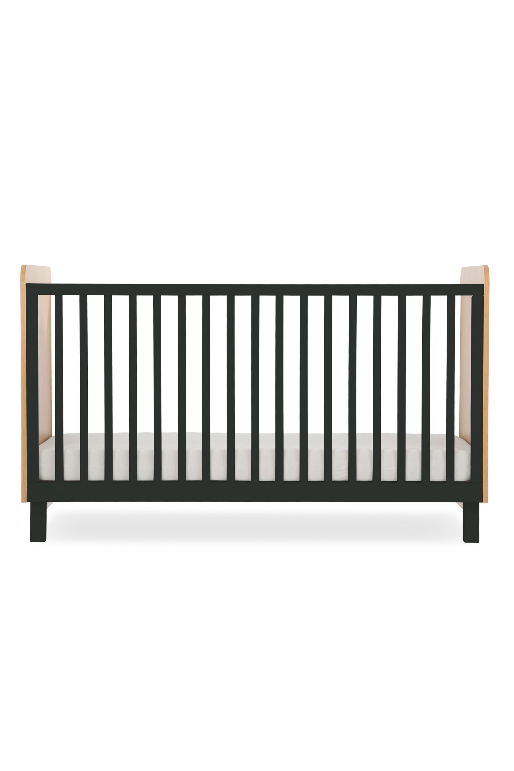 Cuddleco Black Rafi Cot Bed in Oak and White