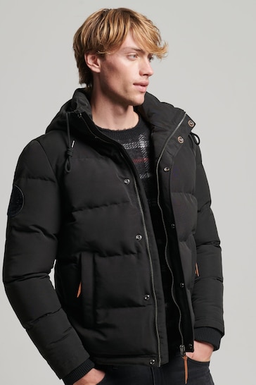 Superdry Black Everest Hooded Puffer Jacket