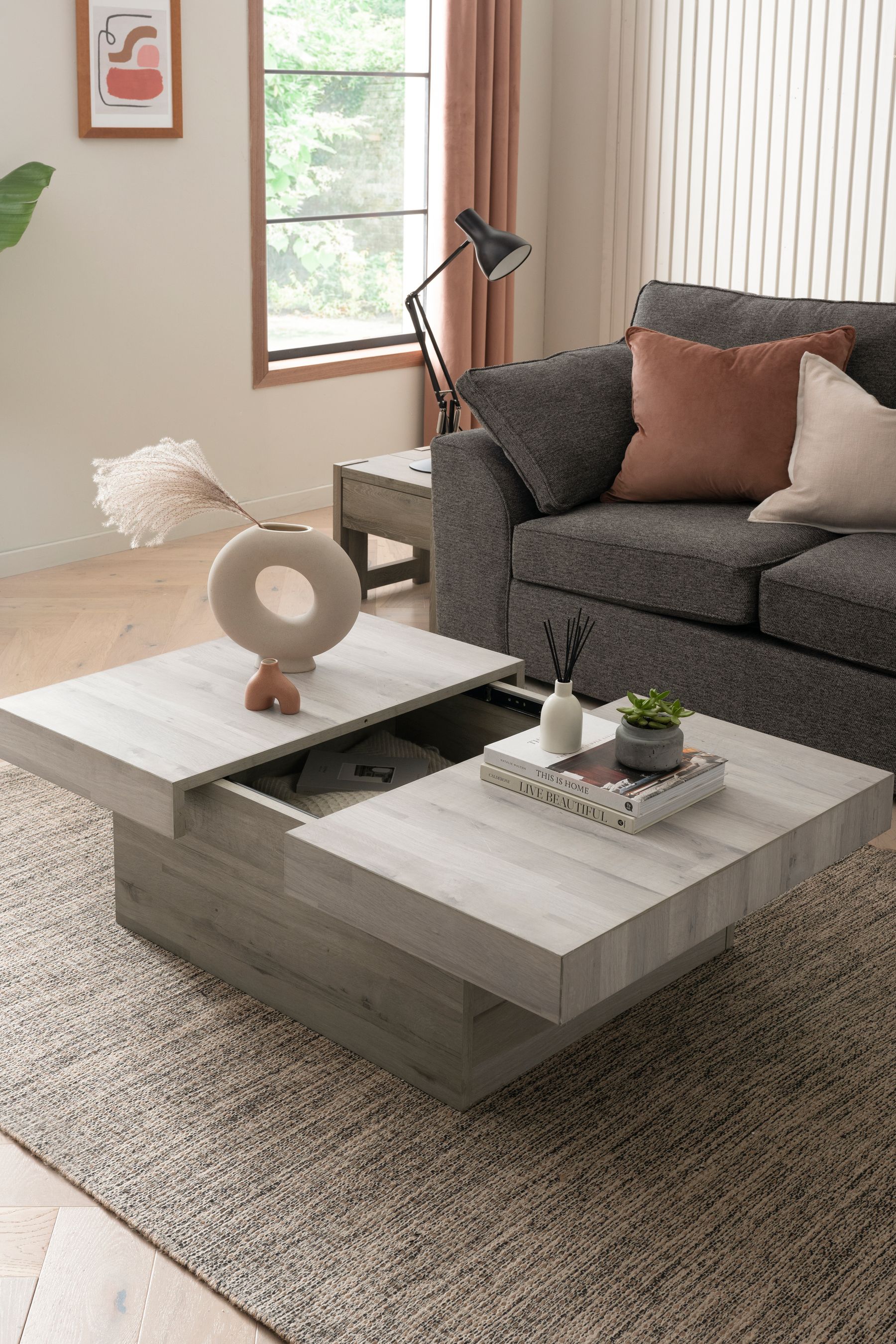 Coffee table sales grey couch