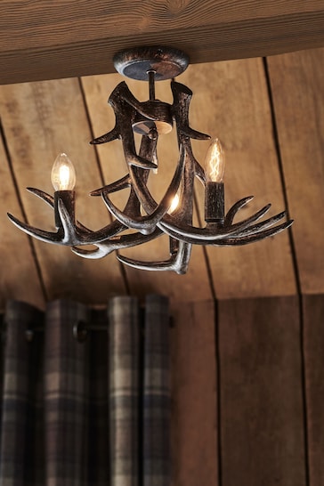 Black Antler 3 Light Ceiling Light Fitting