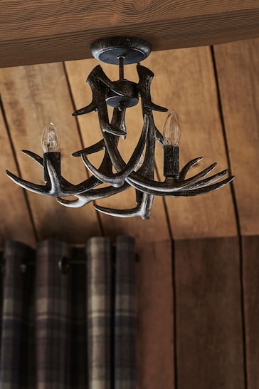 Black Antler 3 Light Ceiling Light Fitting