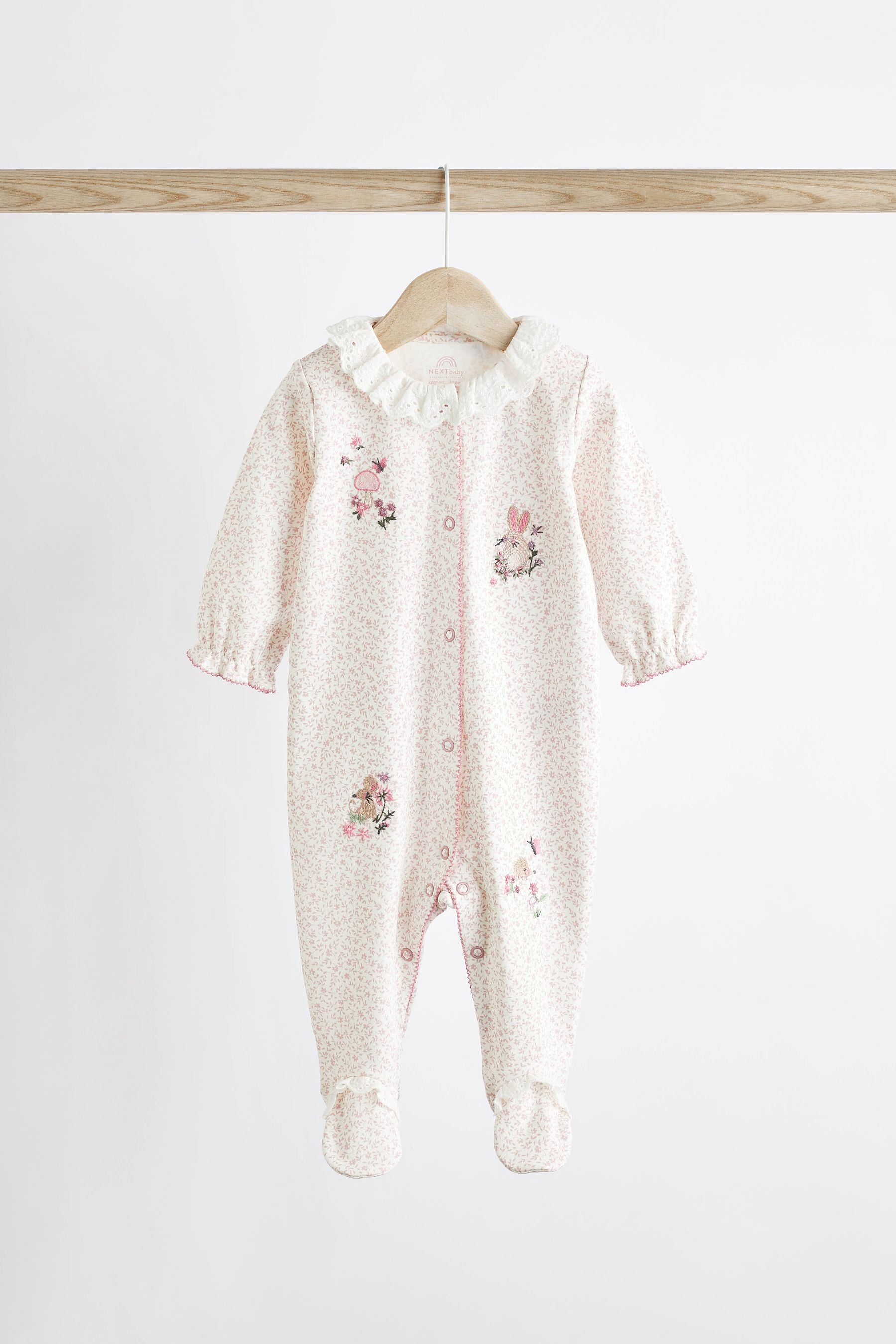 Pink Bunny Floral Baby Character Sleepsuits 3 Pack 0 3yrs