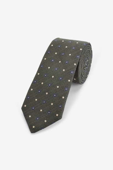 Green Floral Polka Dot Signature Made In Italy Tie