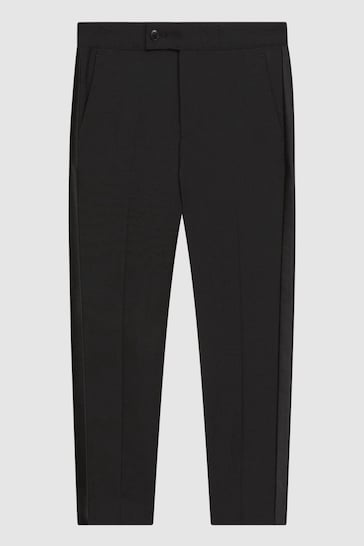 Reiss Black Knightsbridge Junior Tuxedo Satin Stripe Trousers