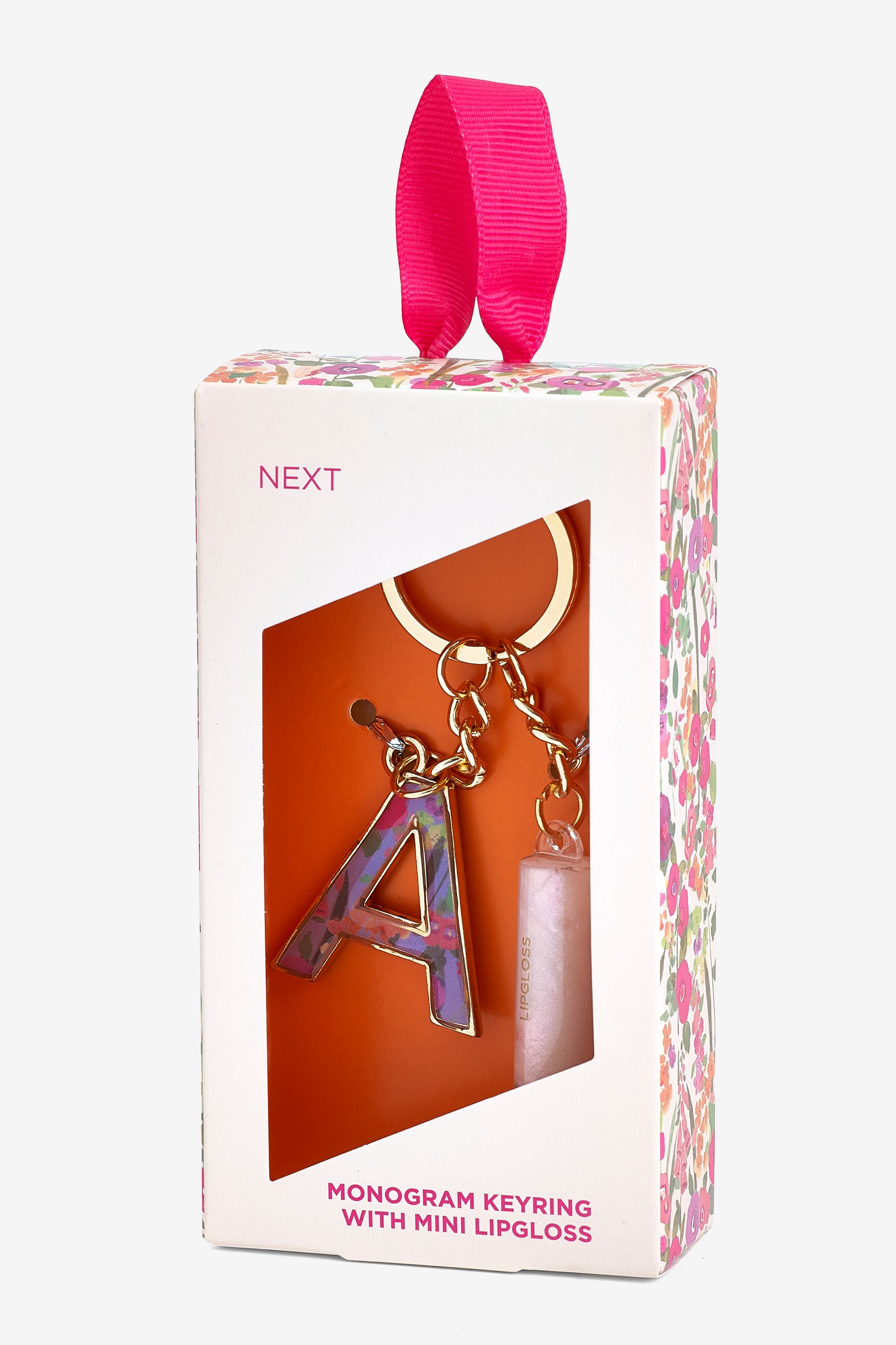 Floral Monogram Letter Keyring with Mini Lip Gloss