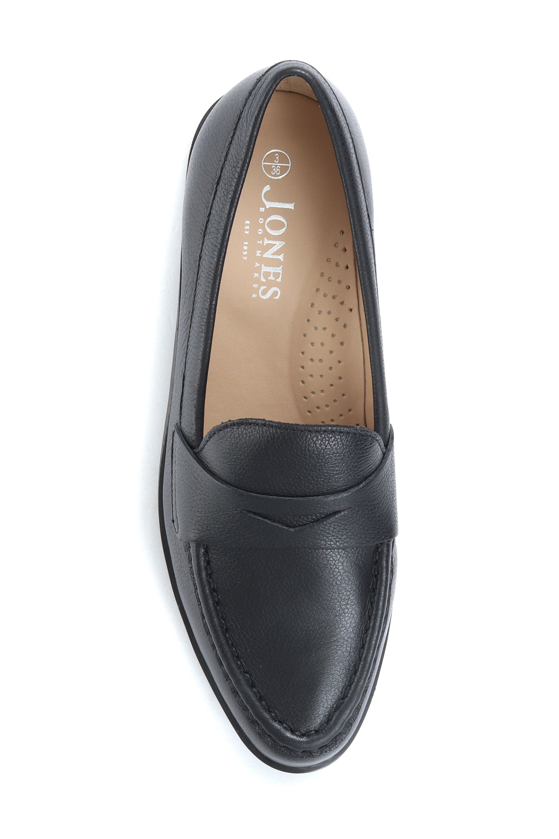 Buy Jones Bootmaker Gessa Black Leather Penny Loafers from the