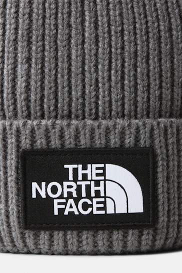 The North Face Grey Kids Box Logo Cuffed Beanie