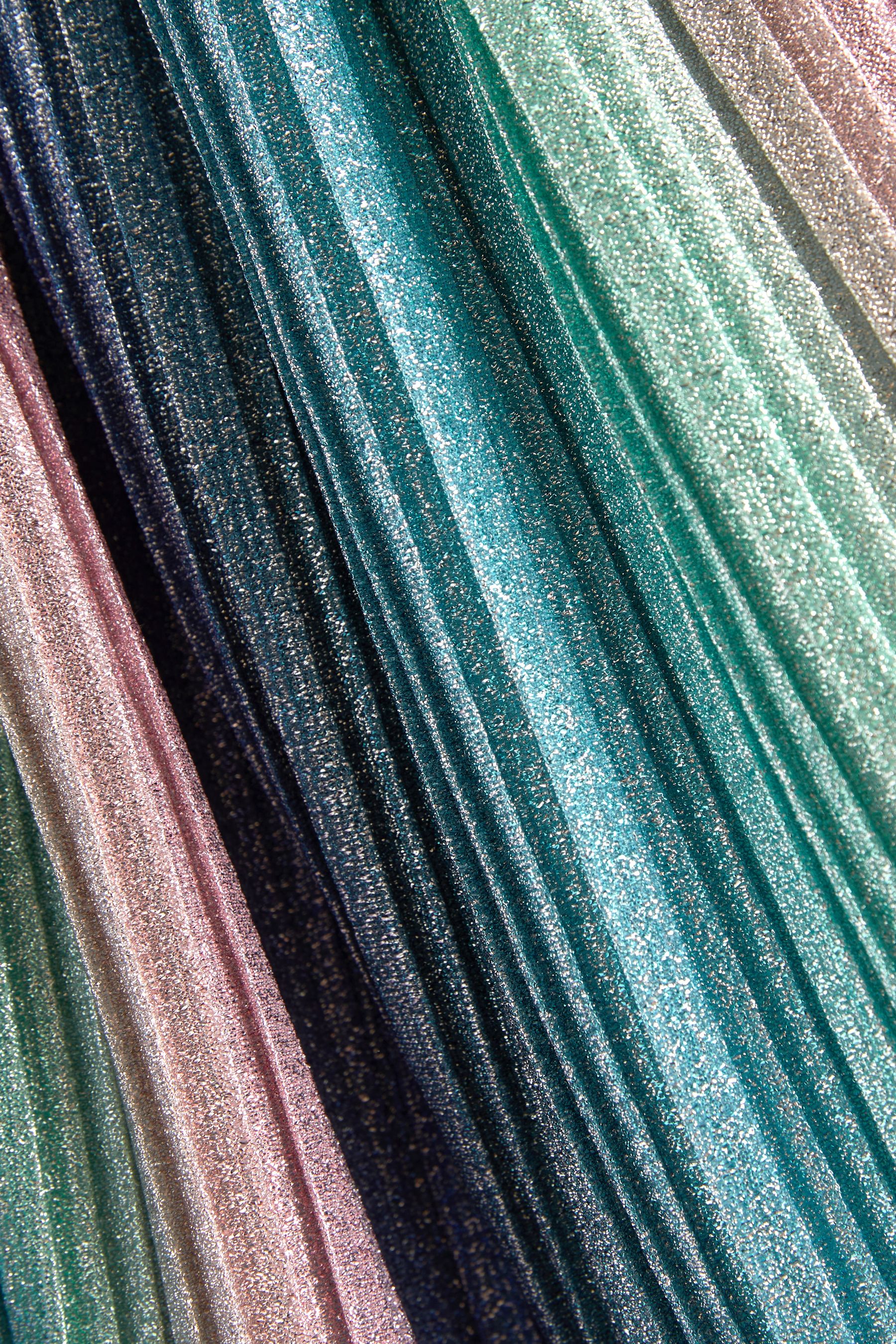 Multi coloured store metallic pleated skirt