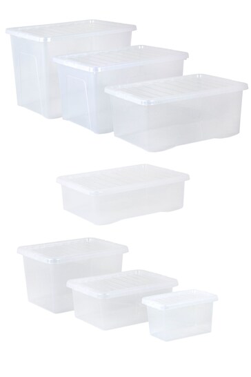 Wham Clear 7 Pieces  Multisize Crystal Box With Clip On Lid