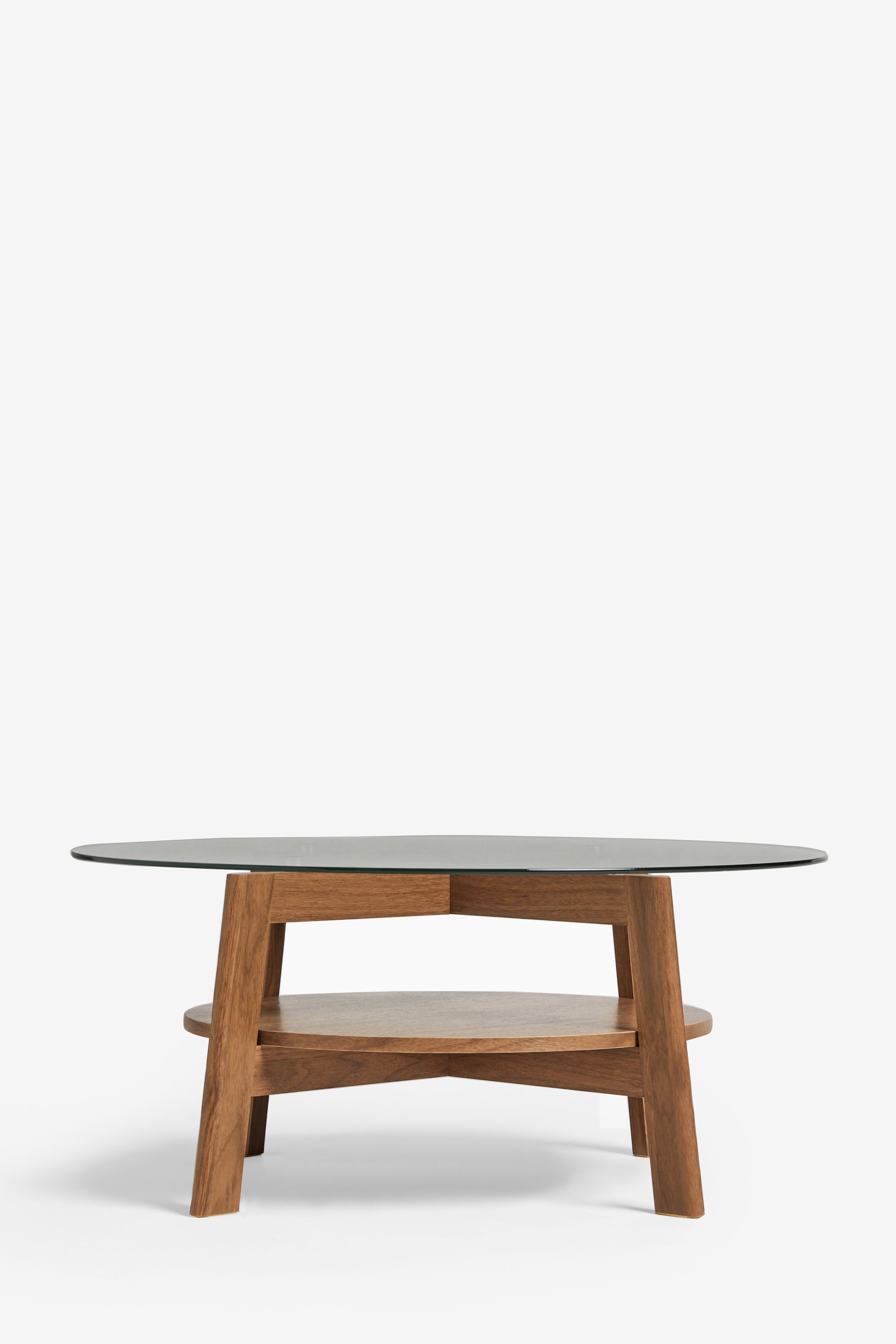 Dark Marlow Dark Marlow Glass Oak Effect Round Coffee Table