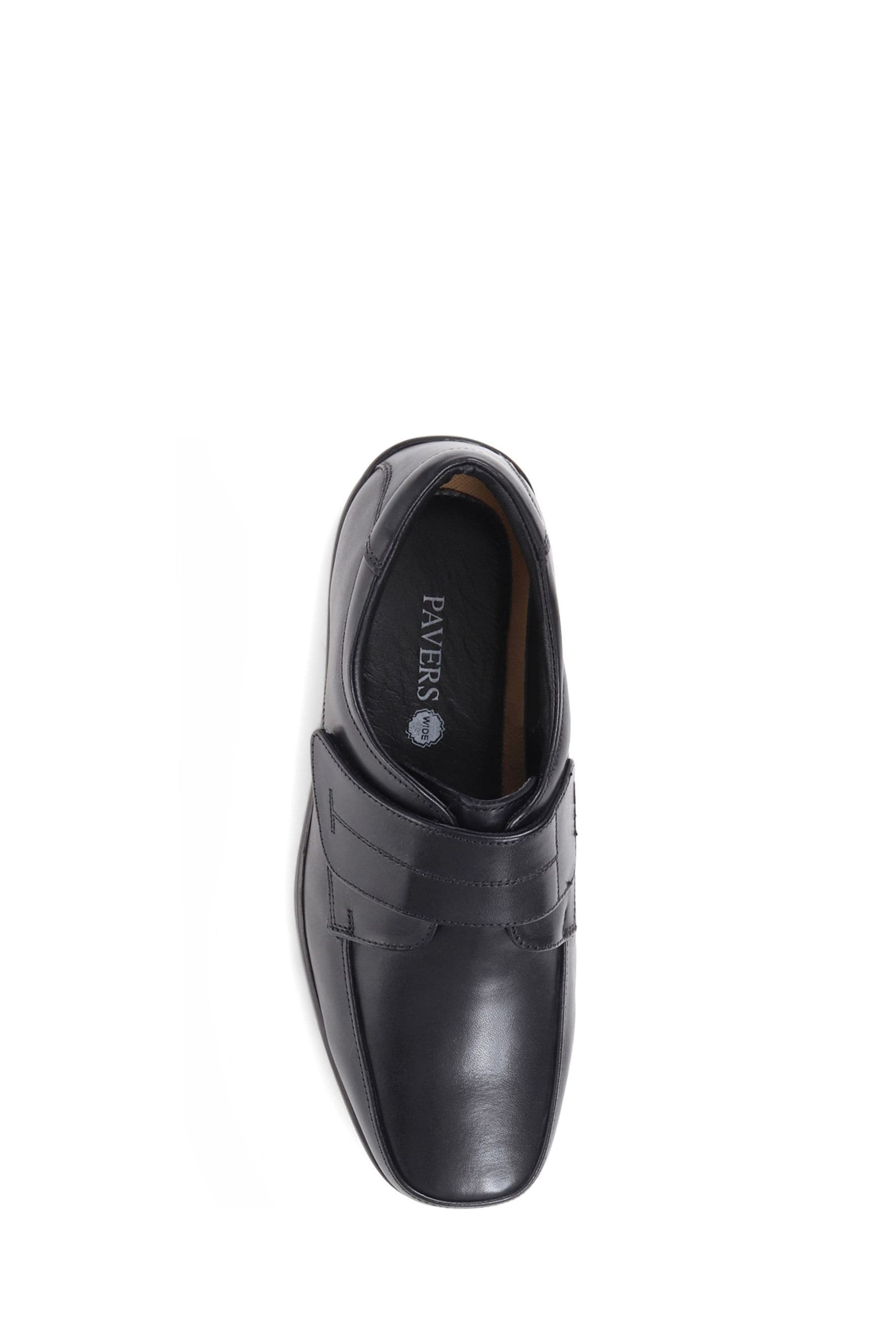 Pavers Gents Monk Velcro Black Smart Shoes