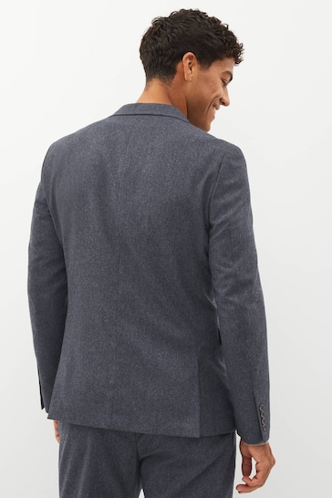 Dark Blue Wool Donegal Suit: Jacket