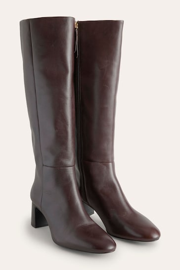 Erica Knee High Leather Boots - Black Leather