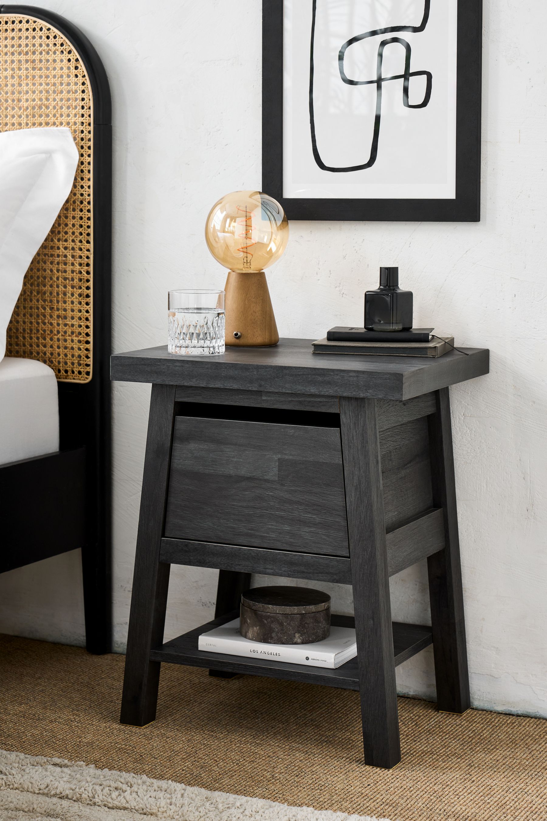 Black online oak nightstand