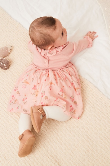 Pink Bunny Baby Cotton Bunny Embroidery 2-In-1 Dress (0mths-2yrs)
