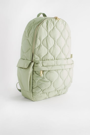 Sage Green Quilted Backpack