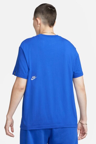 Nike Blue Oversized Embroided Logo T-Shirt