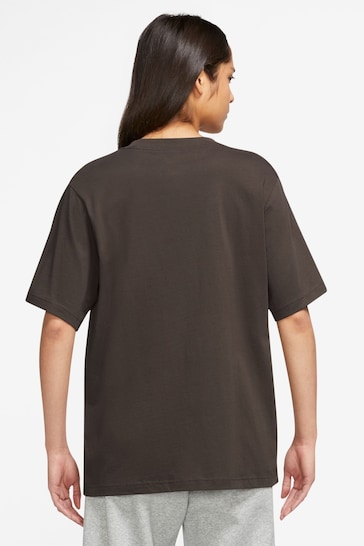 Nike Brown Oversized Mini Swoosh T-Shirt