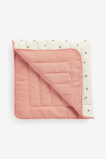 Pink Floral Quilted Baby Blanket
