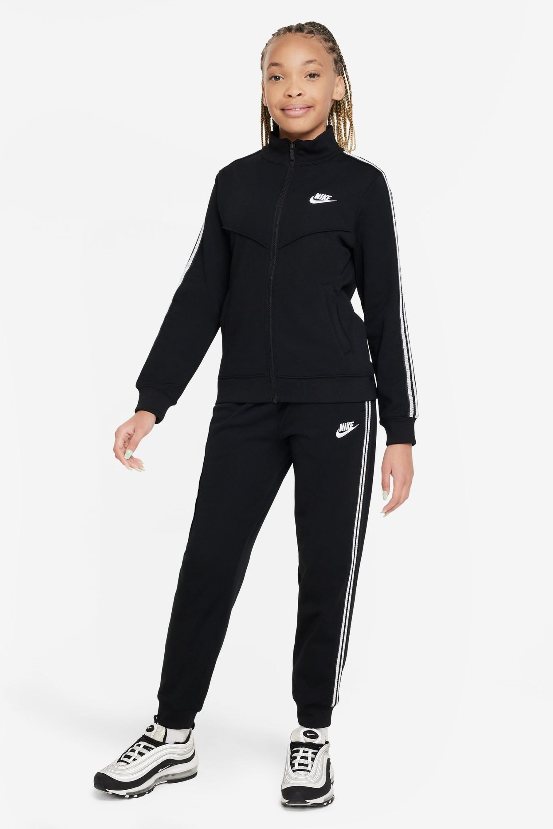 Nike tape tracksuit black discount