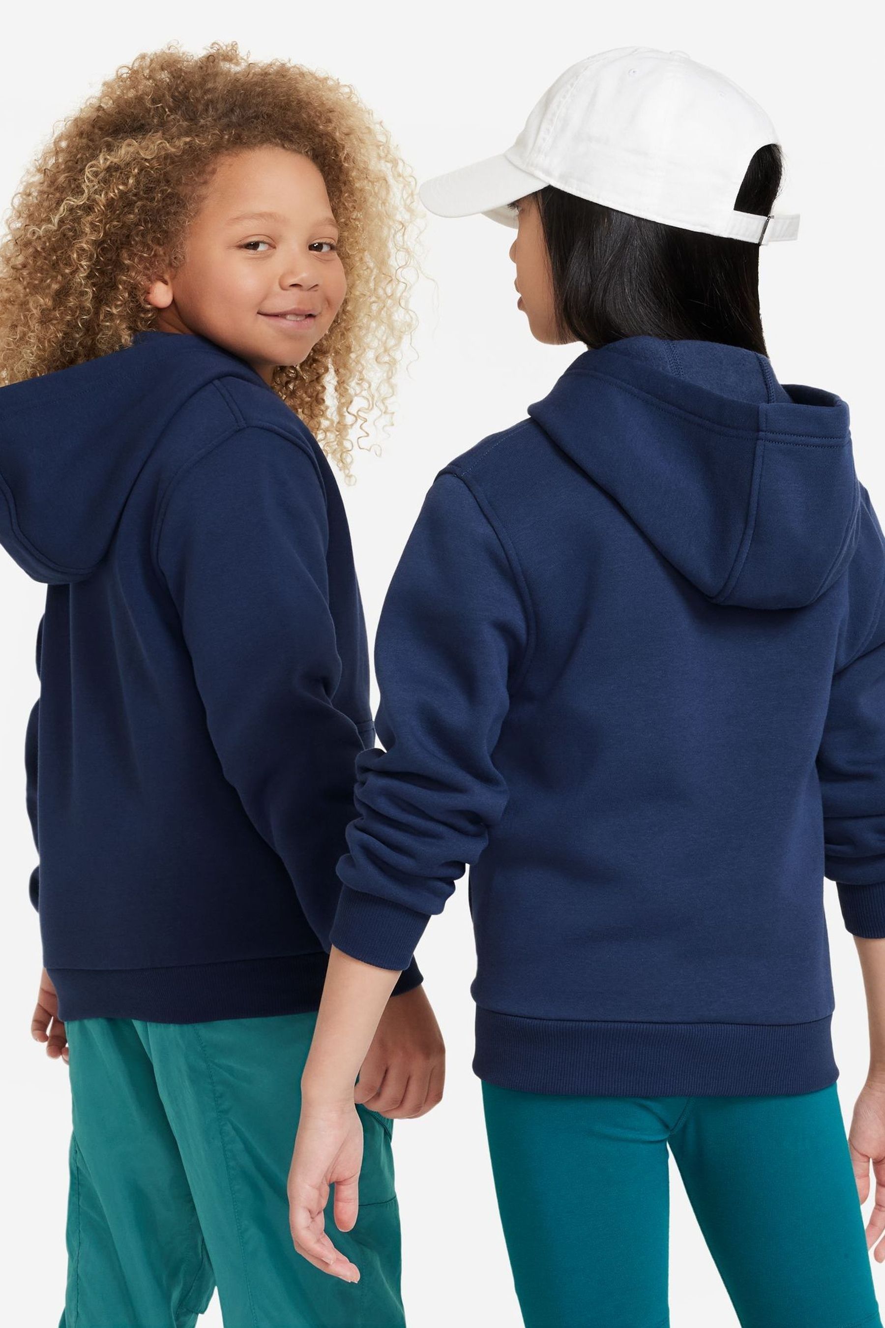Buy Nike Navy Club Fleece Zip Through Hoodie from the Next UK
