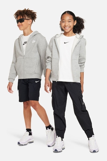Nike Grey Club Fleece Zip Through Hoodie