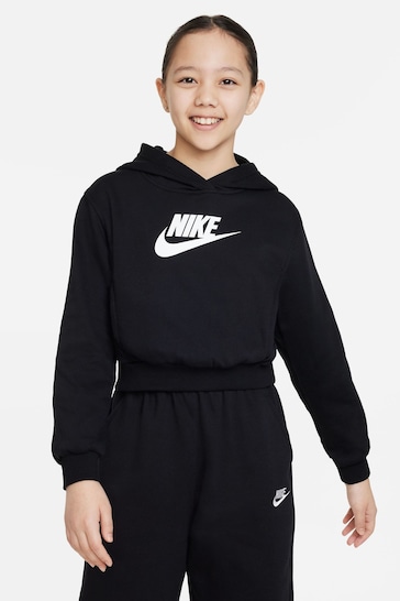 Nike Black Club Fleece Cropped Hoodie