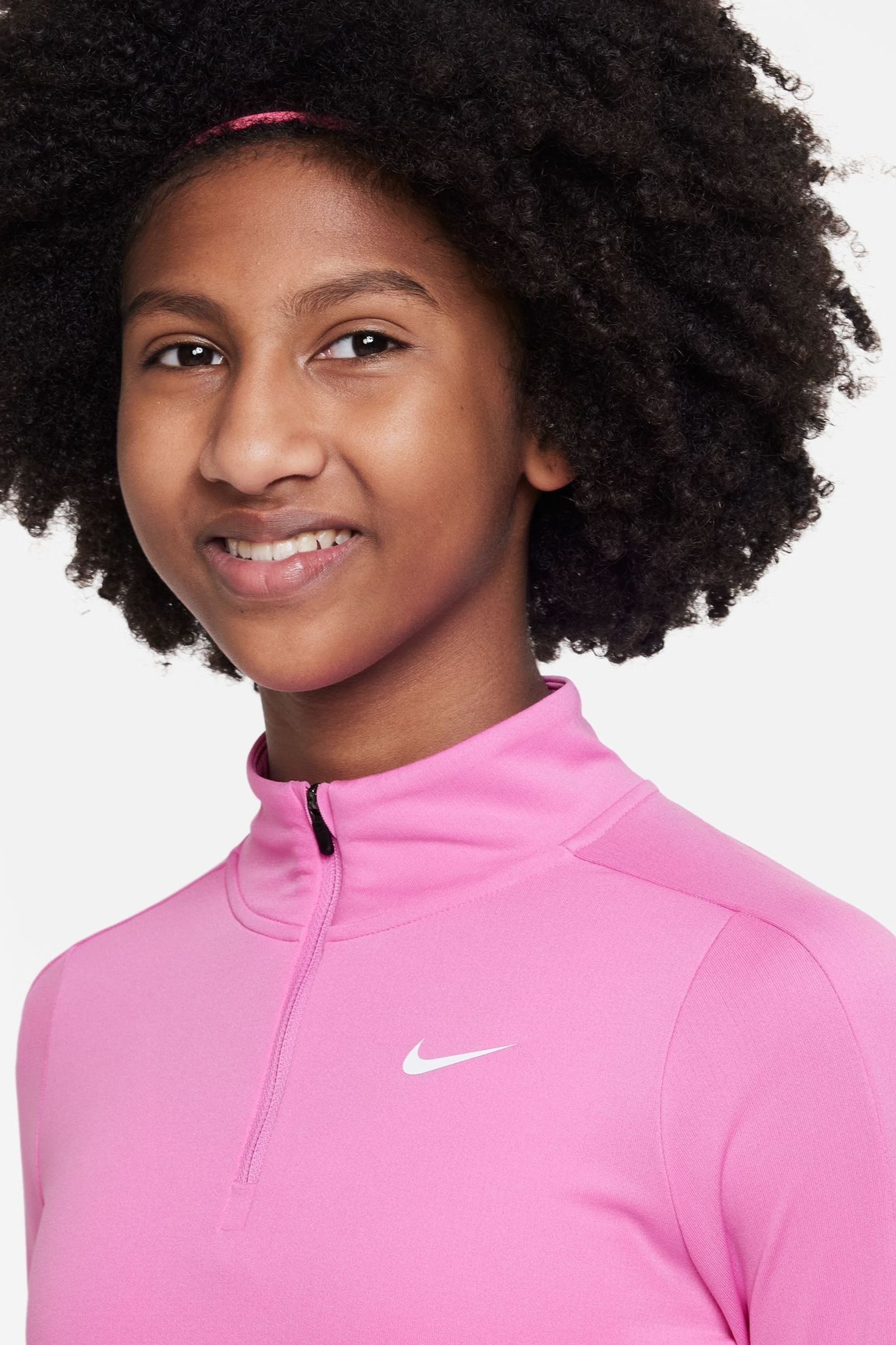Buy Nike Pink Dri FIT Half Zip Long Sleeve Running Sweat Top from
