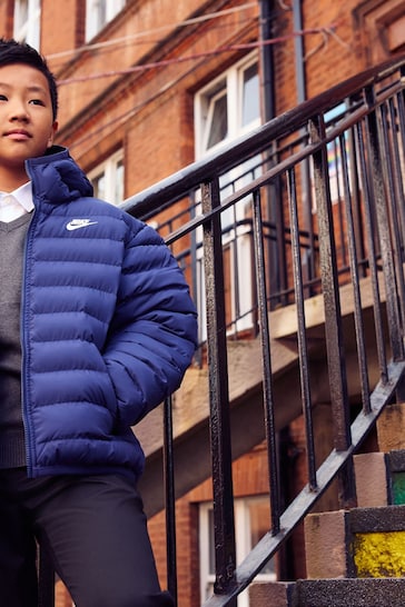 Nike Blue Synthetic Fill Hooded Jacket