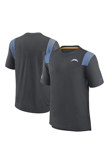 Nike Grey NFL Fanatics Los Angeles Chargers Sideline Dri-FIT Player Short Sleeve Top