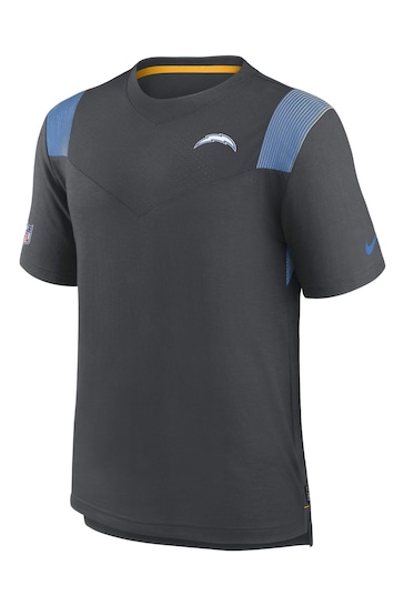 Nike Grey NFL Fanatics Los Angeles Chargers Sideline Dri-FIT Player Short Sleeve Top