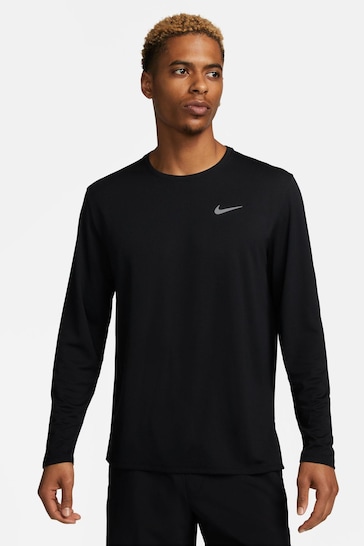 Nike Black Dri-FIT UV Miler Long-Sleeve Running Top